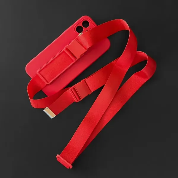 Rope case żelowe etui ze smyczą łańcuszkiem torebka smycz iPhone XR czerwony
