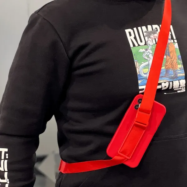 Rope case żelowe etui ze smyczą łańcuszkiem torebka smycz iPhone 11 Pro fioletowy