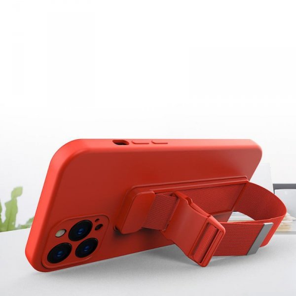 Rope case żelowe etui ze smyczą łańcuszkiem torebka smycz Samsung Galaxy A42 5G granatowy