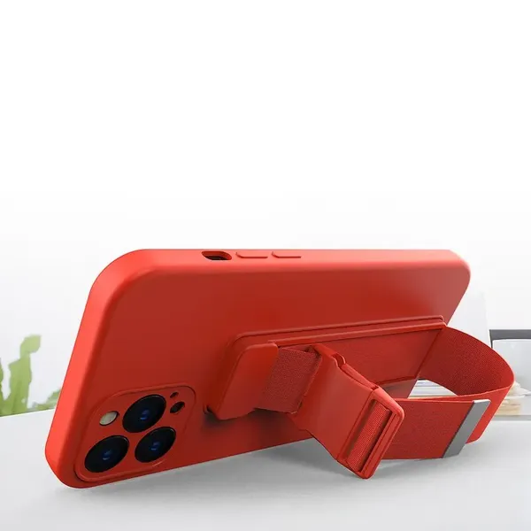 Rope case żelowe etui ze smyczą łańcuszkiem torebka smycz Samsung Galaxy A42 5G ciemnozielony