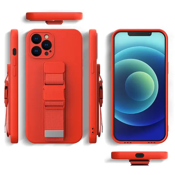 Rope case żelowe etui ze smyczą łańcuszkiem torebka smycz Xiaomi Redmi 9 czarny