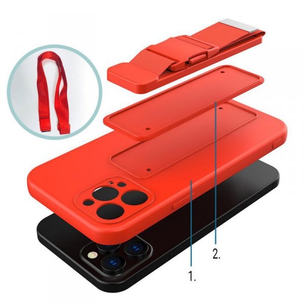 Rope case żelowe etui ze smyczą łańcuszkiem torebka smycz Xiaomi Redmi Note 10 / Redmi Note 10S granatowy