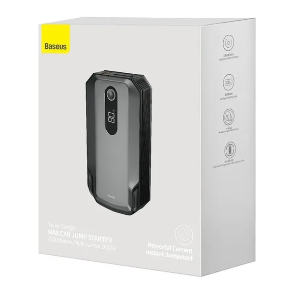 Baseus powerbank Power Starter Jump Starter urządzenie rozruchowe booster 20000mAh 12V (2000A / 1000A) + kable krokodylki czarny