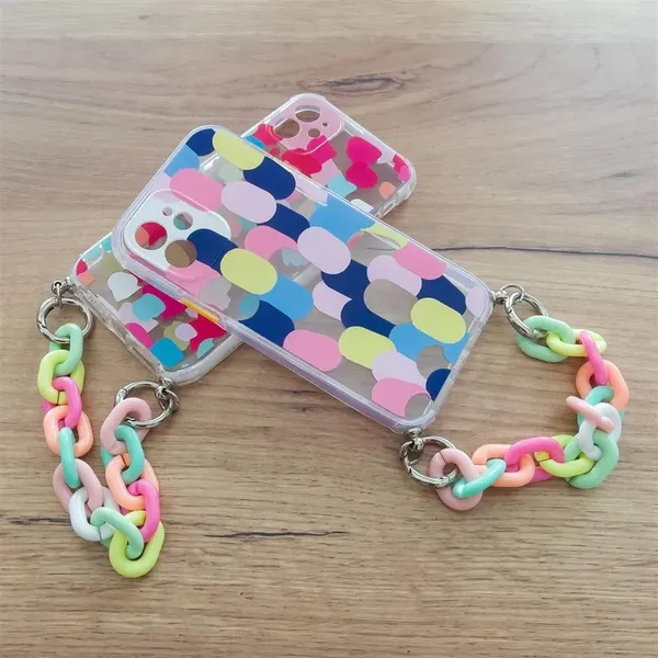 Color Chain Case żelowe elastyczne etui z łańcuchem łańcuszkiem zawieszką do iPhone 12 Pro wielokolorowy