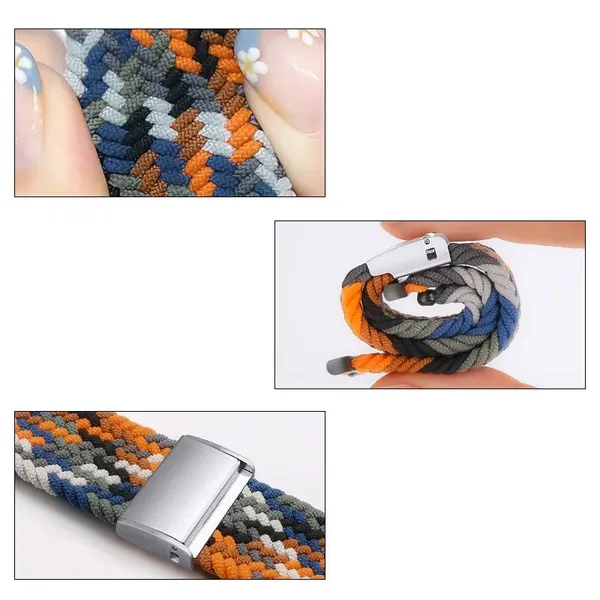 Pleciony materiałowy pasek bransoletka Strap Fabric opaska do Apple Watch 42 / 44 / 45 / 49 mm - czarno-biały