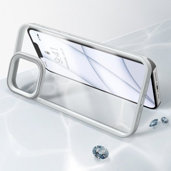 Baseus Crystal Phone Case pancerne etui do iPhone 13 Pro z żelową ramką szary (ARJT000413)