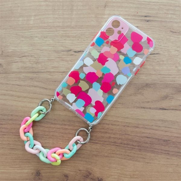 Color Chain Case żelowe elastyczne etui z łańcuchem łańcuszkiem zawieszką do iPhone 13 mini wielokolorowy (2)