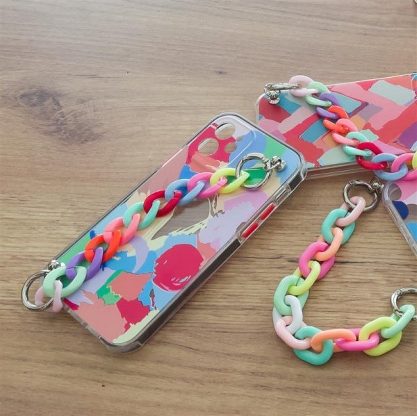 Color Chain Case żelowe elastyczne etui z łańcuchem łańcuszkiem zawieszką do Samsung Galaxy A42 5G wielokolorowy (3)