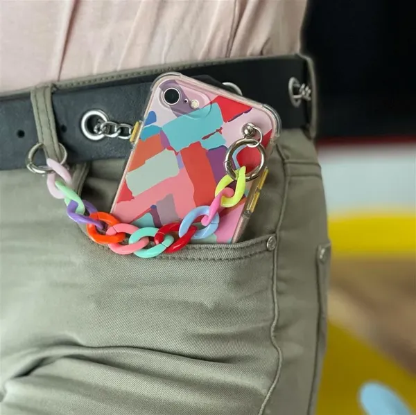 Color Chain Case żelowe elastyczne etui z łańcuchem łańcuszkiem zawieszką do Xiaomi Redmi Note 10 5G wielokolorowy (3)