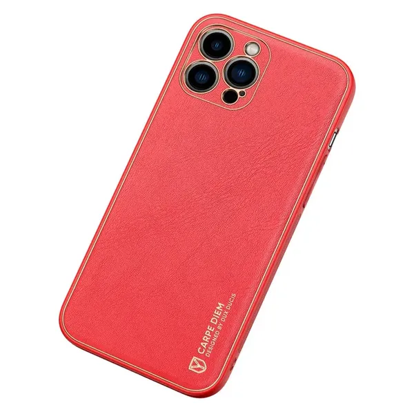 Dux Ducis Yolo eleganckie etui pokrowiec ze skóry ekologicznej iPhone 13 Pro czerwony