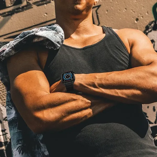 Pasek z etui ochronnym Protect Strap Band do Apple Watch 42 / 44 / 45 mm opaska obudowa pancerna - biały