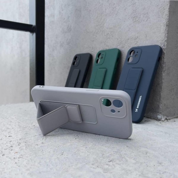 Wozinsky Kickstand Case silikonowe etui z podstawką iPhone 13 szare