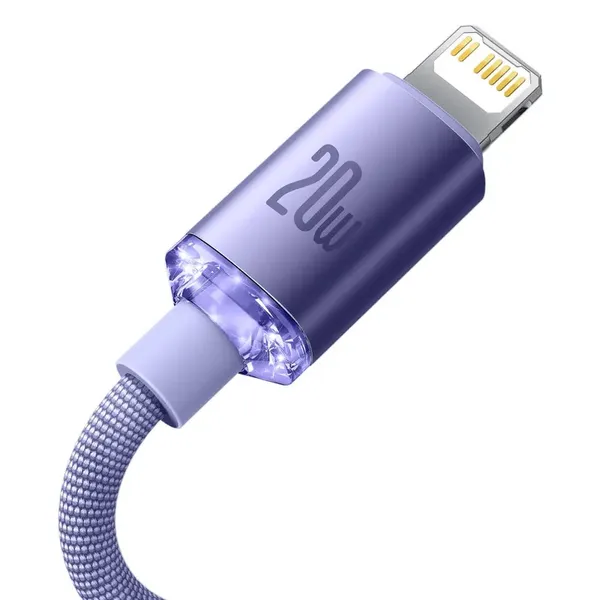 Kabel Baseus CAJY000205 Lightning - USB-C PD 20W 480Mb/s 1,2m - fioletowy