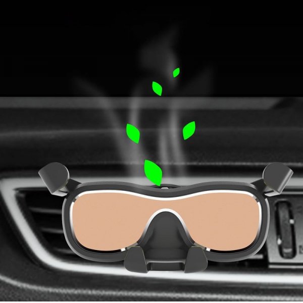 Grawitacyjny uchwyt samochodowy do smartfona na kratkę nawiewu z odświeżaczem czarny (YC06)