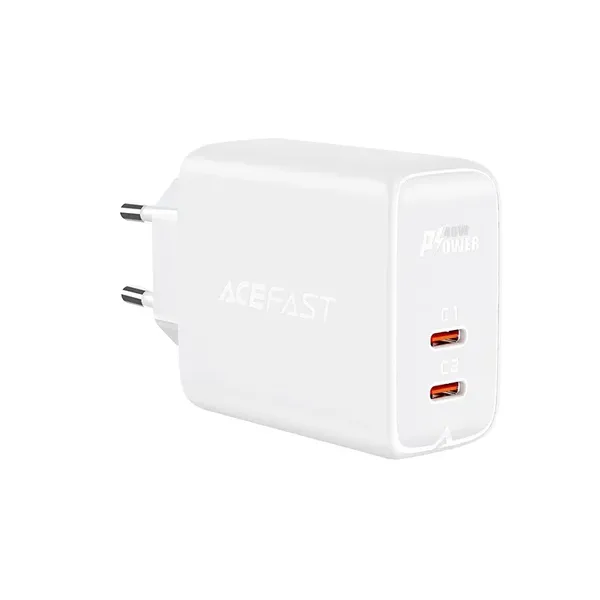 Acefast ładowarka sieciowa 2x USB Typ C 40W, PPS, PD, QC 3.0, AFC, FCP biały (A9 white)