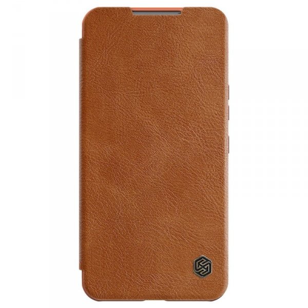Nillkin Qin Leather Pro Case etui do Samsung Galaxy S22+ (S22 Plus) osłona na aparat kabura pokrowiec obudowa z klapką brązowy