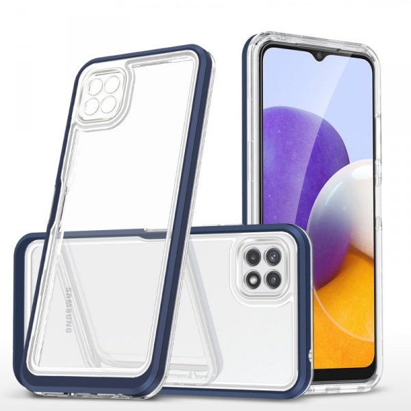 Clear 3in1 etui do Samsung Galaxy A22 5G żelowy pokrowiec z ramką niebieski