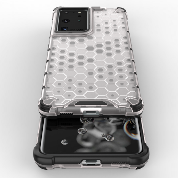 Honeycomb etui pancerny pokrowiec z żelową ramką Samsung Galaxy S22 Ultra przezroczysty