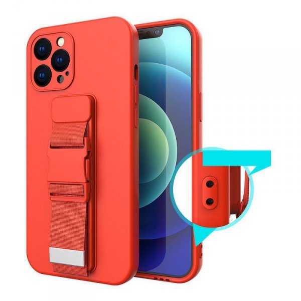 Rope Case silikonowe etui ze smyczą torebka smycz pasek do Samsung Galaxy A13 5G czerwony