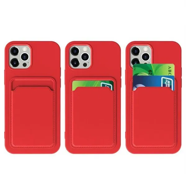 Card Case silikonowe etui portfel z kieszonką na kartę dokumenty do Samsung Galaxy A73 granatowy