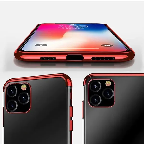 Clear Color case żelowy pokrowiec etui z metaliczną ramką Xiaomi Redmi Note 11S / Note 11 czerwony