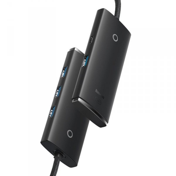 Baseus Lite Series przejściówka HUB USB Typ C - 4x USB 3.0 1m czarny (WKQX030401)