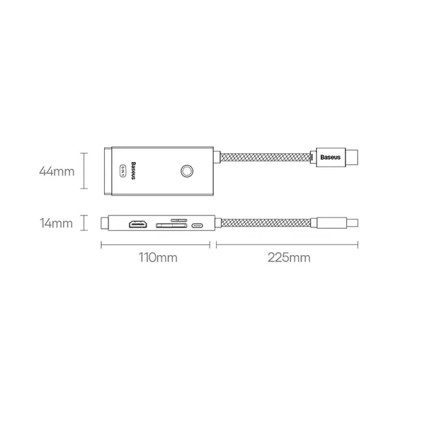 Baseus Lite Series wielofunkcyjny HUB USB Typ C - 2 x USB 3.0 / USB Typ C PD / HDMI 1,4 / SD/TF biały (WKQX050102)