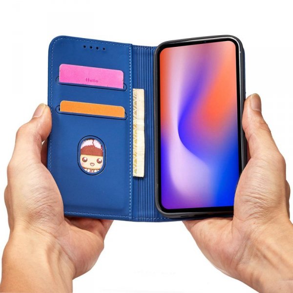 Magnet Card Case etui do iPhone 12 Pro Max pokrowiec portfel na karty kartę podstawka niebieski