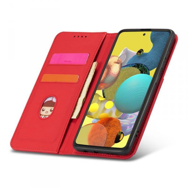 Magnet Card Case etui do Samsung Galaxy A13 5G pokrowiec portfel na karty kartę podstawka czerwony