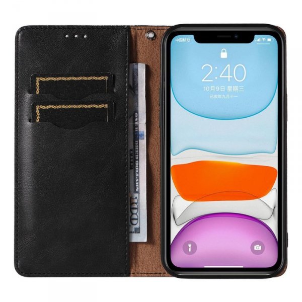 Magnet Strap Case etui do iPhone 12 pokrowiec portfel + mini smycz zawieszka czarny