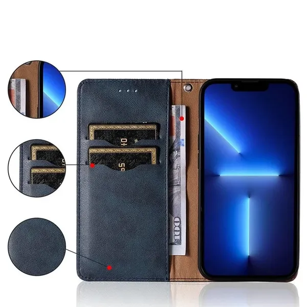 Magnet Strap Case etui do Xiaomi Redmi Note 11 Pro pokrowiec portfel + mini smycz zawieszka niebieski