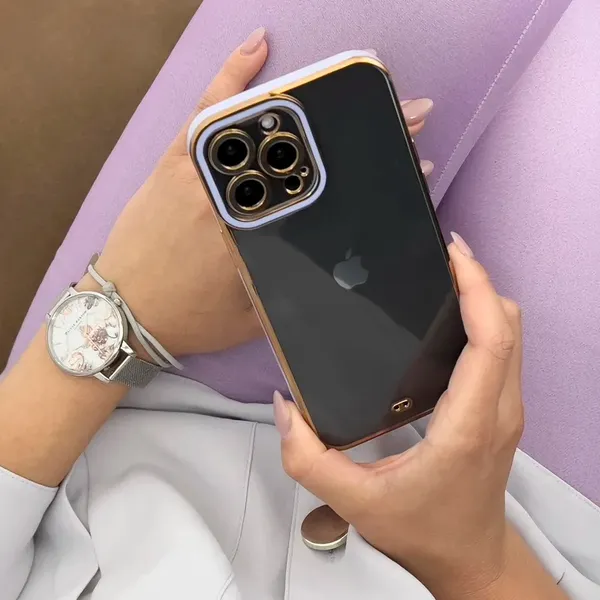 Fashion Case etui do iPhone 12 Pro Max żelowy pokrowiec ze złotą ramką czerwony