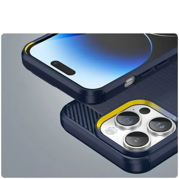 Carbon Case etui iPhone 14 Pro Max elastyczny żelowy pokrowiec na tył plecki niebieski