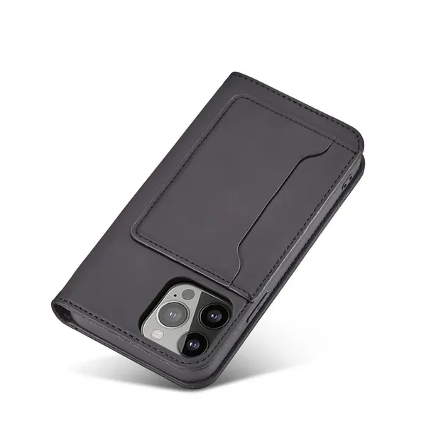 Magnet Card Case etui iPhone 14 Pro Max pokrowiec z klapką portfel podstawka czarne