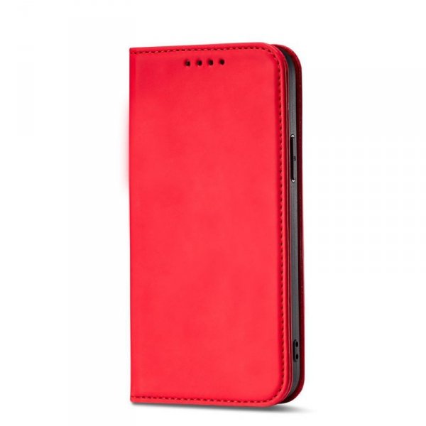Magnet Card Case etui iPhone 14 Pro Max pokrowiec z klapką portfel podstawka czerwone