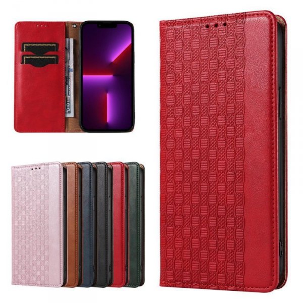 Magnet Strap Case etui iPhone 14 Plus pokrowiec z klapką portfel mini smycz podstawka czerwone