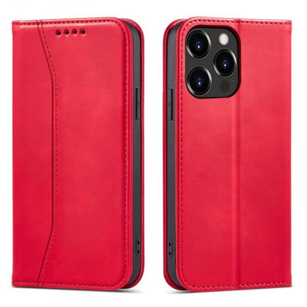 Magnet Fancy Case etui iPhone 14 Plus pokrowiec z klapką portfel podstawka czerwone