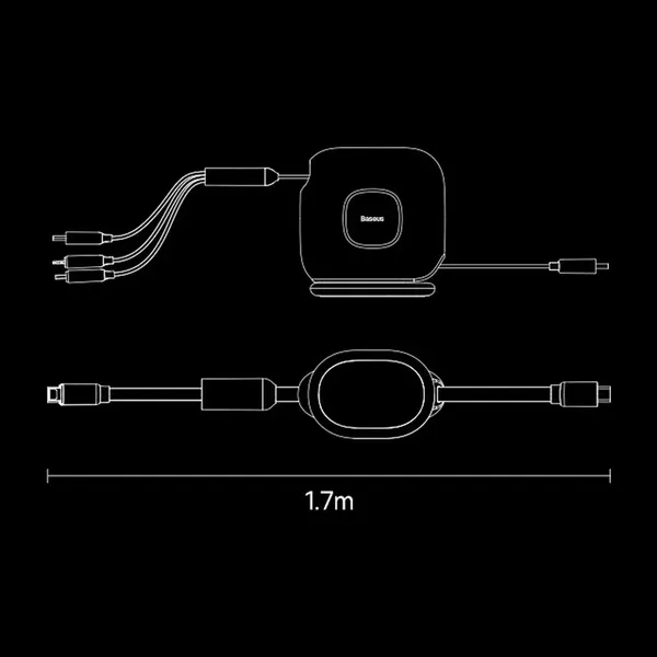 Baseus Traction Series zwijany kabel 3 w 1 USB Typ C - micro USB / USB Typ C / Lightning Power Delivery 100W 1,7m zielony (CAQY0