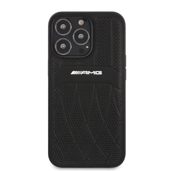 AMG AMHCP13XOSDBK iPhone 13 Pro Max 6,7&quot; czarny/black hardcase Leather Curved Lines