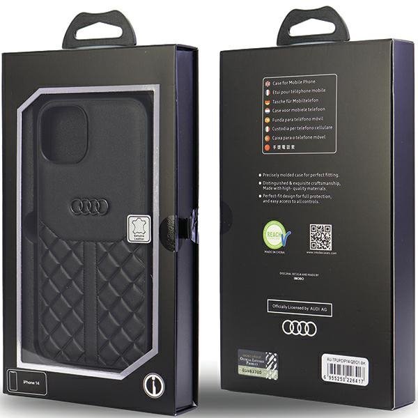 Audi Genuine Leather iPhone 14 / 15 / 13 6.1&quot; czarny/black hardcase AU-TPUPCIP14-Q8/D1-BK