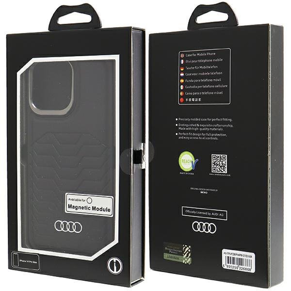 Audi Synthetic Leather MagSafe iPhone 14 Pro Max 6.7&quot; czarny/black hardcase AU-TPUPCMIP14PM-GT/D3-BK