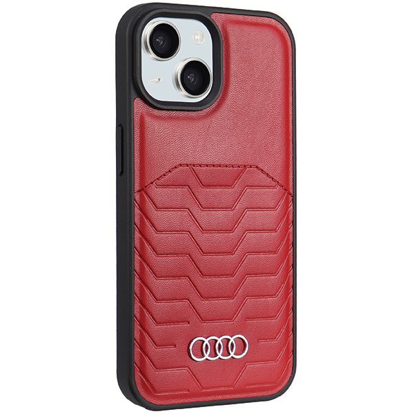 Audi Synthetic Leather MagSafe iPhone 15 / 14 / 13 6.1&quot; czerwony/red hardcase AU-TPUPCMIP15-GT/D3-RD