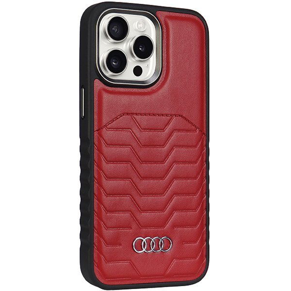 Audi Synthetic Leather MagSafe iPhone 15 Pro Max 6.7&quot; czerwony/red hardcase AU-TPUPCMIP15PM-GT/D3-RD