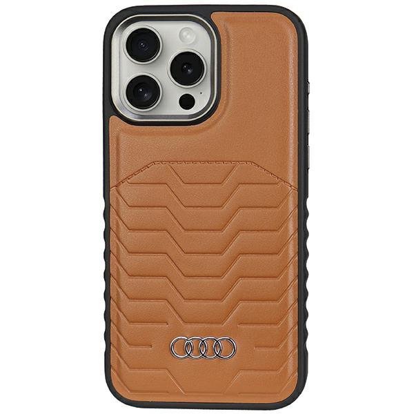 Audi Synthetic Leather MagSafe iPhone 15 Pro Max 6.7&quot; brązowy/brown hardcase AU-TPUPCMIP15PM-GT/D3-BN