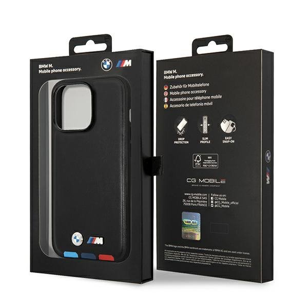 Etui BMW BMHCP14L22PTDK iPhone 14 Pro 6,1&quot; czarny/black Leather Stamp Tricolor