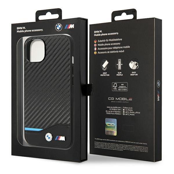 Etui BMW BMHCP14M22NBCK iPhone 14 Plus / 15 Plus 6,7&quot; czarny/black Leather Carbon