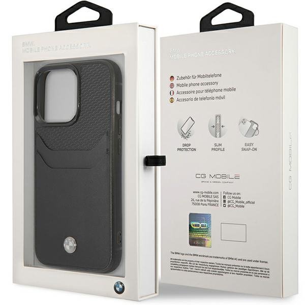 Etui BMW BMHCP14L22RSEPK iPhone 14 Pro 6,1&quot; czarny/black Leather Card Slot