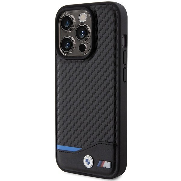BMW BMHMP15X22NBCK iPhone 15 Pro Max 6.7&quot; czarny/black hardcase Leather Carbon MagSafe