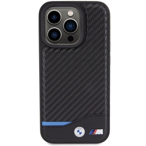 BMW BMHMP15X22NBCK iPhone 15 Pro Max 6.7&quot; czarny/black hardcase Leather Carbon MagSafe