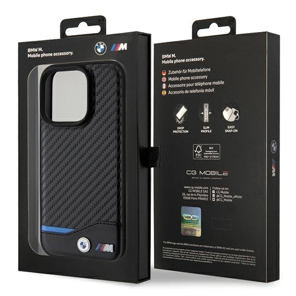 BMW BMHMP15X22NBCK iPhone 15 Pro Max 6.7&quot; czarny/black hardcase Leather Carbon MagSafe